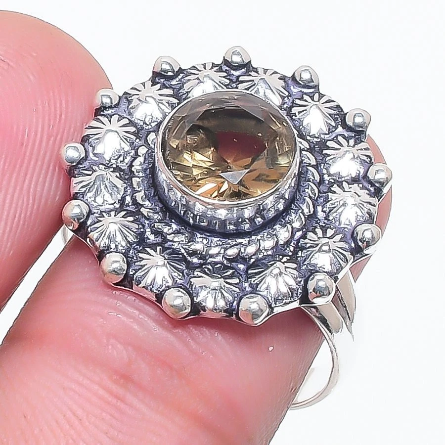 Smoky Quartz Gemstone 925 Sterling Silver Jewelry Ring Size 9US) - Image 1 of 1