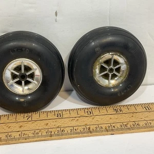 VINTAGE DUBRO? DU-BRO TREADED 2 3/4" 2.75" R/C MODEL AIRPLANE WHEEL TIRE SET - Picture 1 of 7