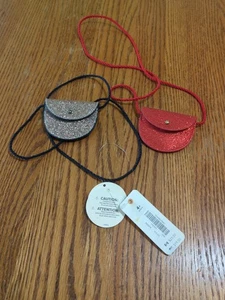 New/Tags 2 Gymboree Small Silver & Red sparkle Girls Purse Gift Coins Key - Picture 1 of 11