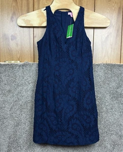 Neu mit Etikett Lilly Pulitzer marineblau Augusta Lochspitze Mini Etuikleid Größe 4 - UVP $ 278 - Bild 1 von 10