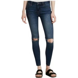 Pantalones de mezclilla ajustados Free People Destroyed lavado medio Josie tiro medio talla 28 nuevos con etiquetas - Imagen 1 de 6