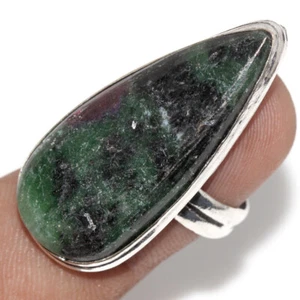 Ruby In Zoisite 925 Silver Plated Gemstone Handmade Ring US 7 Women Gifts JW - Picture 1 of 3
