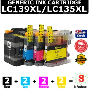 8x LC139XLBK LC135 LC139 Ink For Brother J4410DW J4510DW J4710DW J6520DW J6720DW - Picture 1 of 6