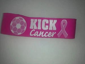 Breast Cancer Awareness KICK CANCER Wide Band Bracelet Silicone Rubber - Picture 1 of 4
