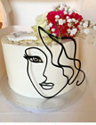 Line art face cardstock cake topper,Minimalist cake topper,Abstract topper UK