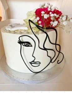 Line art face cardstock cake topper,Minimalist cake topper,Abstract topper UK - Picture 1 of 7