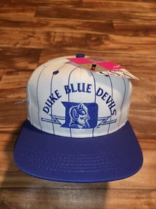 NEW Vintage Rare Duke Blue Devils #1 Apparel First String Pinstripe Snapback Hat - Picture 1 of 9