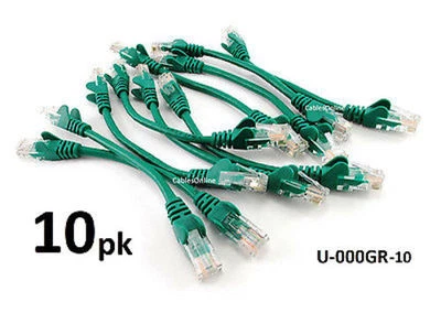 10-PACK Intellinet 6inch CAT5e UTP Ethernet RJ45 Full 8-Wire Patch Cable, Green - Image 1 of 2