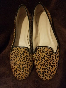 Zara Woman Calf Hair Leopard Leather Slip On Flats Size 40 - Picture 1 of 7