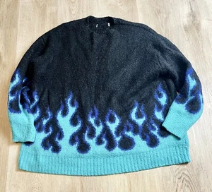 Adika Pullover Damen Einheitsgröße Slow Burn Flame Fuzzy Oversized Pulli Y2K - Bild 1 von 6