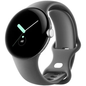 Google Pixel Watch (LTE) 41mm srebrny stal nierdzewna (z aktywnym paskiem z węgla drzewnego) - Zdjęcie 1 z 5