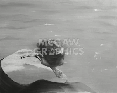 Staring At The Beach Woman Relax, Janos Huszti, Wall Decor Art Print  11" x 14" - Image 1 of 2