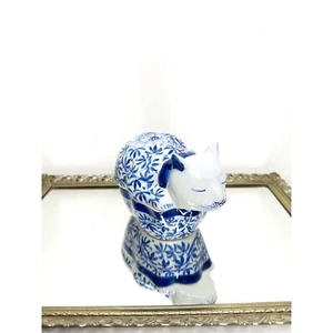Vintage Gump's San Francisco Thailand Porzellan Katze Deckel Schmuckschatulle 6" - Bild 1 von 10
