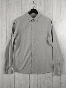 All Saints Shirt Grey 100% Cotton Embroidered Logo Long Sleeve Shirt Small S - Picture 1 of 9