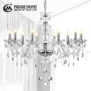 Modern Crystal Chandelier 10-Light Pendant Lighting Fixture Bedroom Ceiling Lamp - Picture 1 of 13