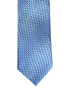 Lanvin Paris Men's 100% Silk Blue Geometric Pattern Men's Neck Tie NWT - Picture 1 of 2