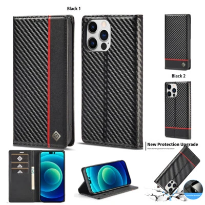 Para iPhone 16 Pro Max 15 14 13 11 7 Cuero Magnético Abatible Soporte Tarjeta Billetera Estuche Foto 1 de 4