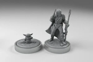 Mando and Grogu Mandalorian miniatures for tabletop, board games, dioramas... - Imagen 1 de 2