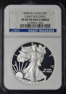 2008-W American Silver Eagle NGC PF69UC Early Releases Blue Label - ✪COINGIANTS✪ - Picture 1 of 2