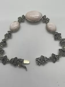 Vintage Rosenquarz 925 Kipparmband - Bild 1 von 6