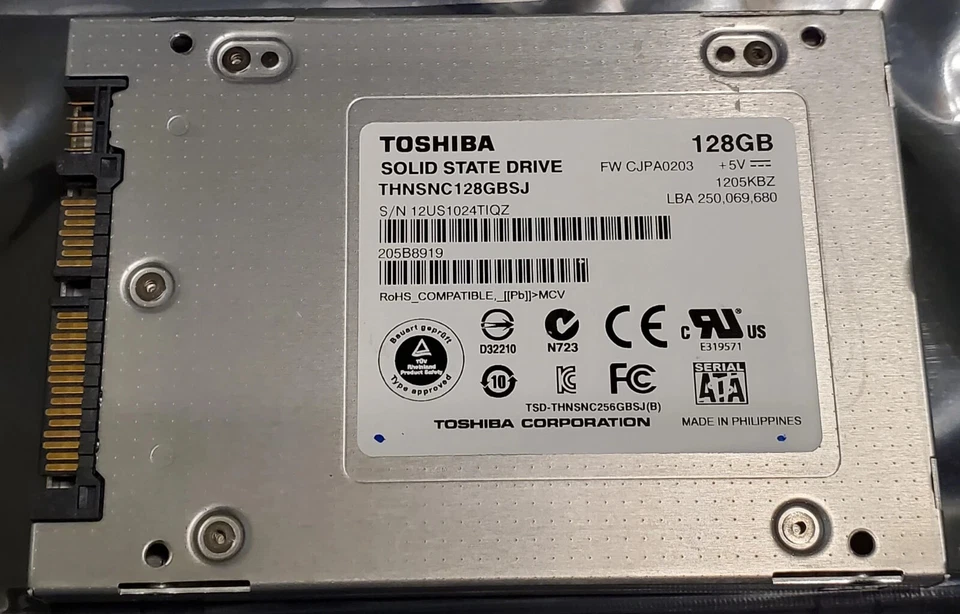 Toshiba THNSN128GBSJ 128GB SSD 2.5" SATA II Hard Drive W/ Disk Report QTY AVAIL - Image 1 of 1