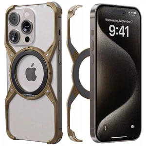 Für iPhone 16 Pro Max Metall Aluminium Rahmenlos Hülle Minimalist Magnet Stände - Zdjęcie 1 z 19
