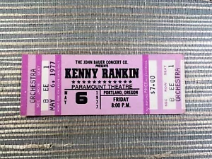 Kenny Rankin 1977 Unused Concert Ticket Portland Oregon Jazz Soft Rock - Picture 1 of 2