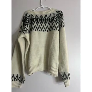 Cat & Jack Boy's Long Sleeve Fair Isle Pullover Sweater Beige Blk- Large 10/12 - Picture 1 of 3