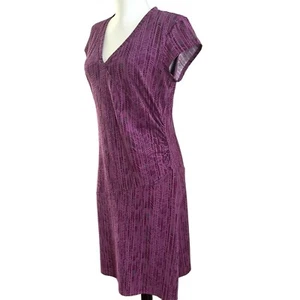 Athleta Faux Wrap Boho Hippie Dress M Purple Pattern Stretch Tennis Athleisure - Picture 1 of 10