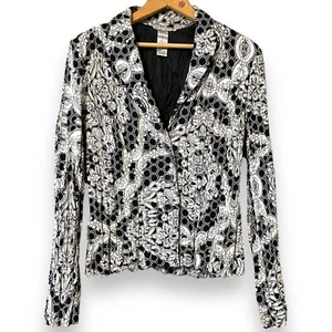Alberto Makali Black White Wearable Art Formal Event Evening Crinkle Jacket Medi - Picture 1 of 9