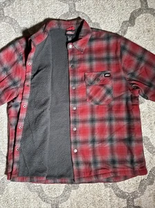 Dickies Jacket Mens XL Hoodie Burgundy Plaid Fleece Lined sherpa workwear Used - Picture 1 of 16