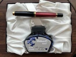 Pelikan Souveran M400 Red Stripe 14C Füllfederhalter F Feder Tinte Set Originalverpackt - Bild 1 von 1