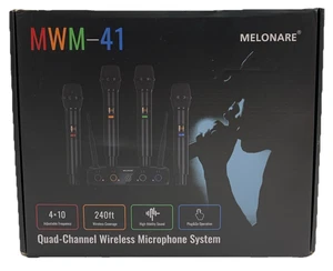 Melonare MWM-41 Wireless Microphone System, UHF Compact Cordless Mic Set w/4x10 - Picture 1 of 9