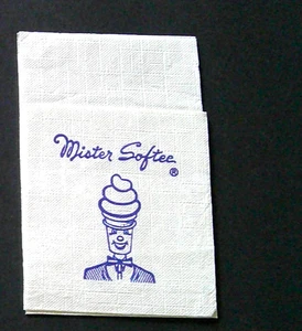 Tovagliolo di carta Mister Softee (New York anni 90) icona logo pubblicitario vintage - Foto 1 di 1