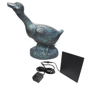 Solar Wasserspeier Ente Teichfigur Brunnen Gartendeko Pumpe Polyresin Wasserspie - Bild 1 von 4