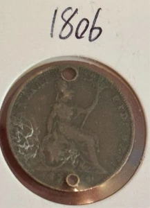 Reino Unido 1/3 Farthing 1835 Cobre Guillermo IV Agujero - Imagen 1 de 3