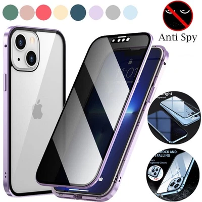 For iPhone 17 16e 15 14 13 Pro Max Case Anti-Spy Full Body Tempered Glass Cover - Image 1 of 4
