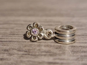 Pandora Openwork Flower Daisy with Stone Dangle Charm - ALE 925 Sterling Silver - Picture 1 of 4