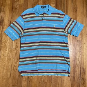 Polo Ralph Lauren vintage camicia uomo XLT preppy golf a righe funky anni 90 Y2K pony - Foto 1 di 7