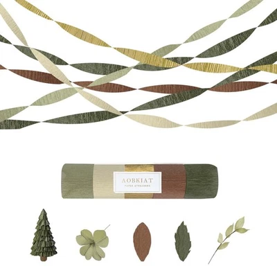 Decoraciones de baby shower, serpentinas verdes salvia decoraciones de fiesta, 5 rollos de crepé... Foto 1 de 4