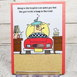 Get Well Soon Greeting Card Car Bed Hospital Stay Silver Metallic - Picture 1 of 9
