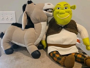Vintage 2004 Shrek 2 Jumbo Plush Set Shrek & Donkey Excellent Clean - Picture 1 of 15
