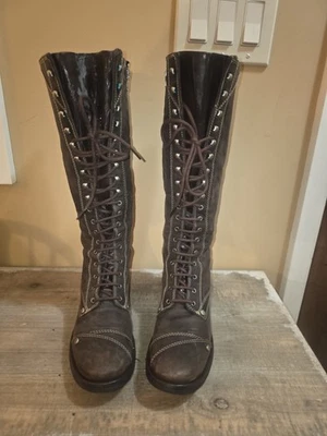 Vintage Late 90s Miss Sixty Lace Up Leather Boots 8.5 Womens  In Original Box - Image 1 of 4