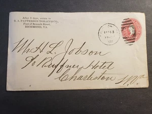 PATTERSON TABAK Co 1900 Postgeschichte Brief RICHMOND, VA nach CHARLESTON, WV - Bild 1 von 2