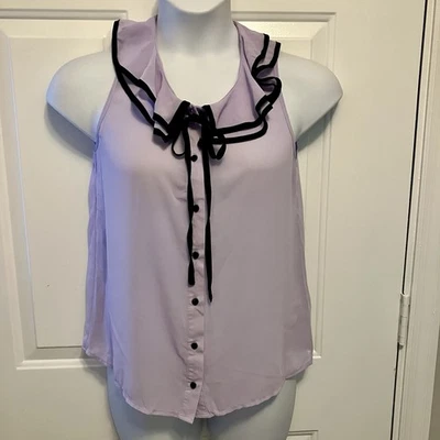 YA LOS ANGELES Size Large Sleeveless Top Blouse Purple Ruffle Women’s - Image 1 of 4