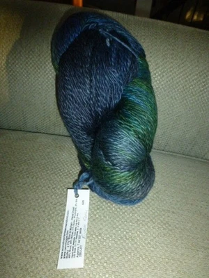 Scandinavian Weave and Knit Yarn Bulky wool mohair blend 1 blue green skein - Image 1 of 3