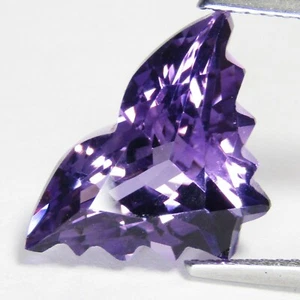 6.70Cts Sparkling Natural Purple Amethyst Butterfly Carving Cut Gemstone Ref-VDO - Picture 1 of 6