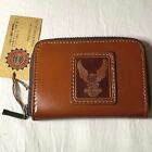 Harley Davidson Eagle Brown Leather Coin Zip Around Pouch