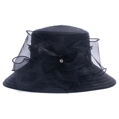 Womens Kentucky Derby Floral Wide Brim Church Dressy Wedding Sun Bridal Hat A323 - Image 1 of 4