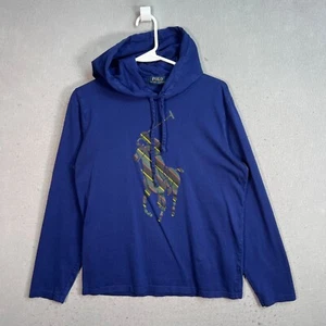 Polo Ralph Lauren Blue Hoodie Long Sleeve T-Shirt Youth Small Pullover - Picture 1 of 8